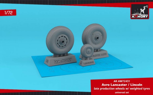 AR AW72431   Avro Lancaster / Lincoln wheels late type w/ weighted tyres (1/72) (thumb81089)